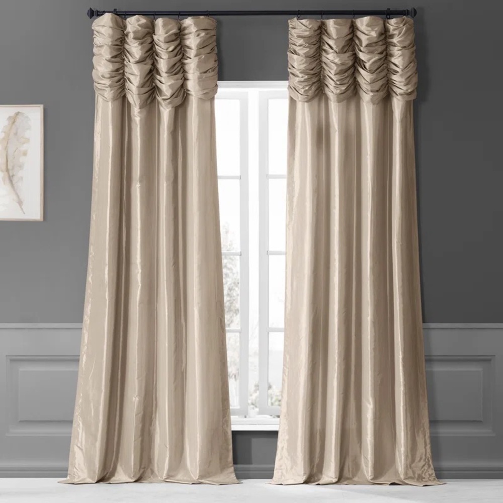 Elegant Faux Silk Darkening Curtains -2 Panels